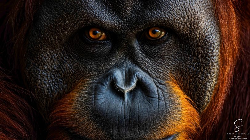 Porträt eines Orang-Utans mit intensivem Blick